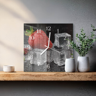 Glass clock square Strawberry ice cream