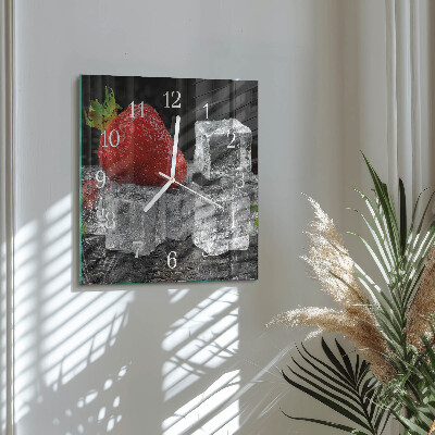 Glass clock square Strawberry ice cream