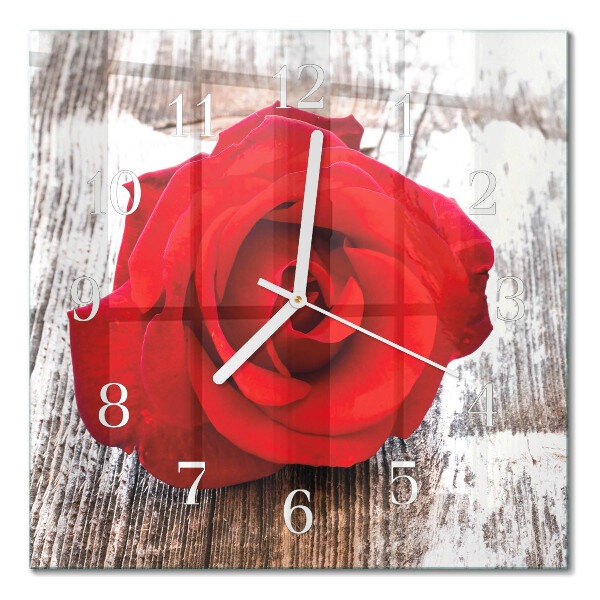 Glass clock square Rose
