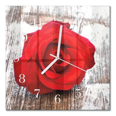 Glass clock square Rose