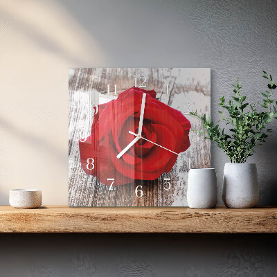 Glass clock square Rose