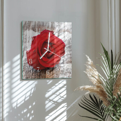 Glass clock square Rose