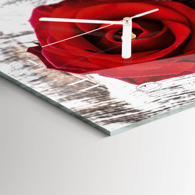 Glass clock square Rose