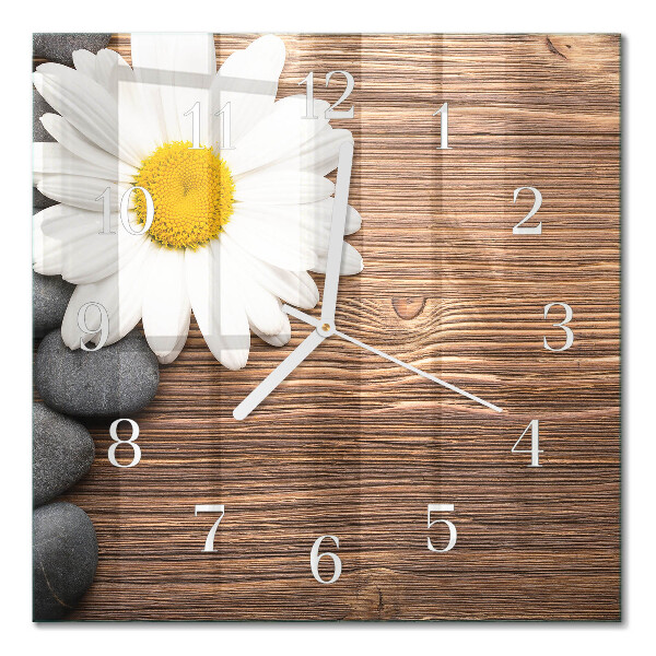 Glass wall clock square Daisy