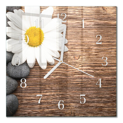 Glass wall clock square Daisy