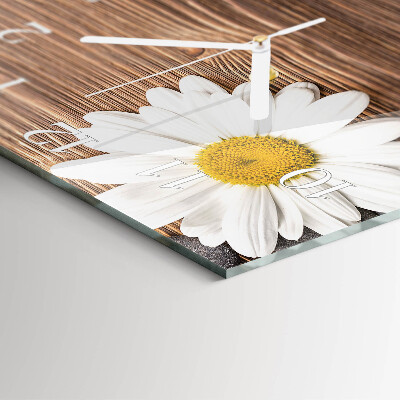 Glass wall clock square Daisy