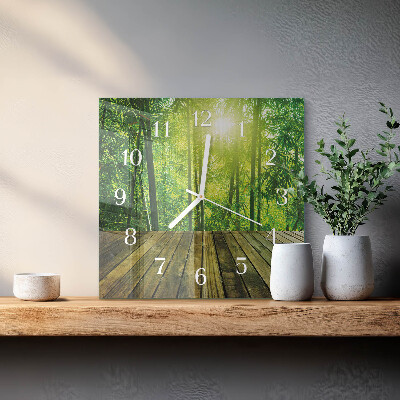 Square kitchen clock Bamboo