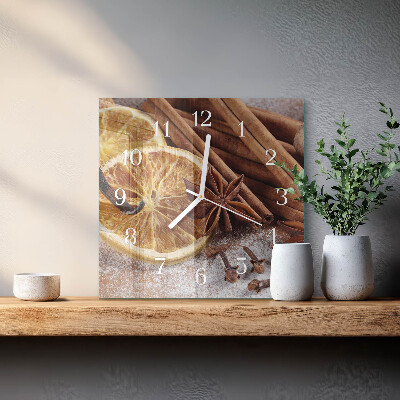 Glass clock square Cinnamon anise