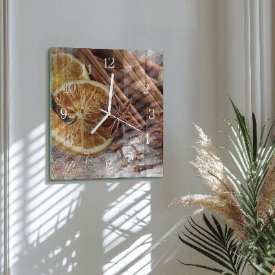 Glass clock square Cinnamon anise