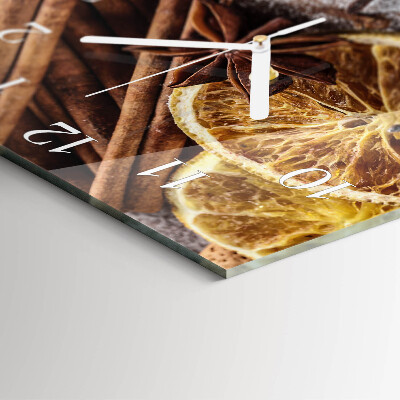 Glass clock square Cinnamon anise