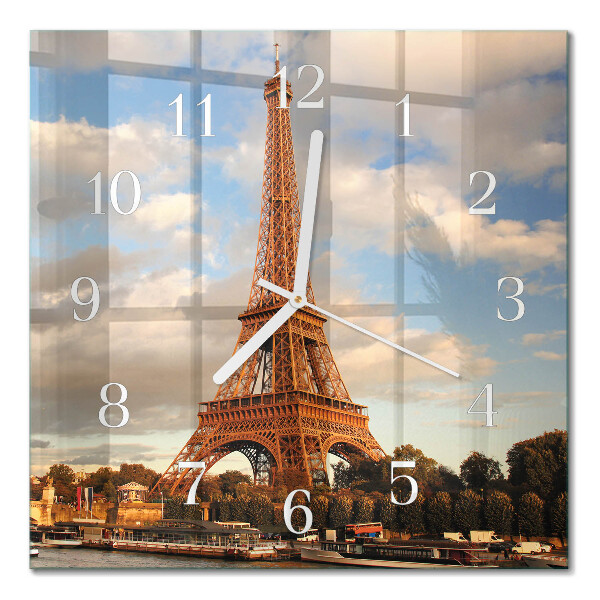 Glass wall clock square Paris