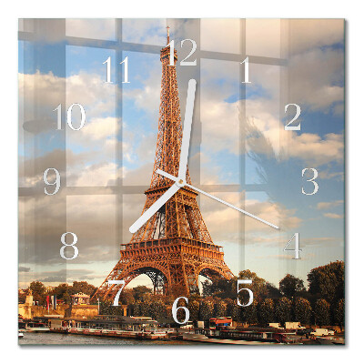 Glass wall clock square Paris