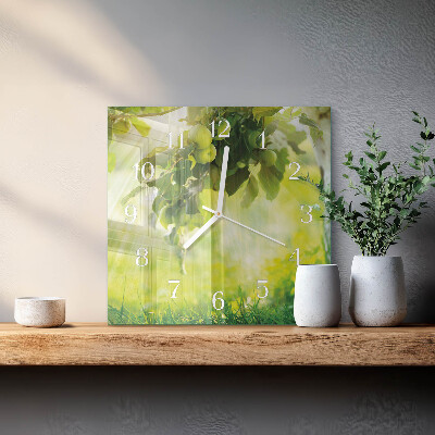 Square kitchen clock Apple tree