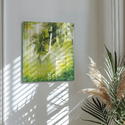 Square kitchen clock Apple tree
