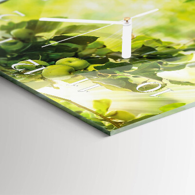Square kitchen clock Apple tree