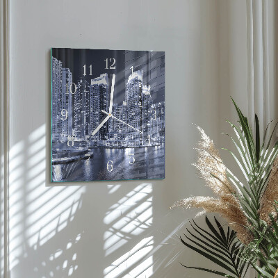 Glass wall clock square Horizon