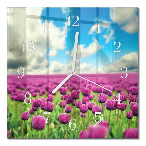 Square wall clock Tulips