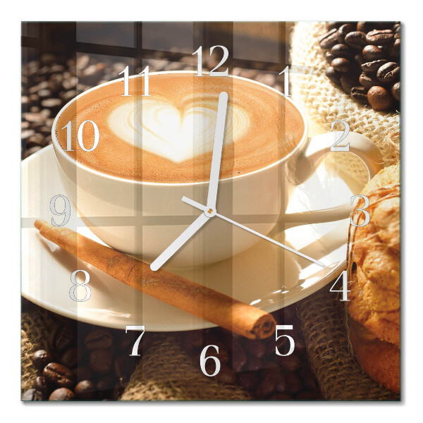 Square kitchen clock Coffee heart