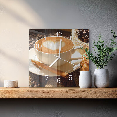 Square kitchen clock Coffee heart