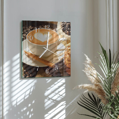Square kitchen clock Coffee heart