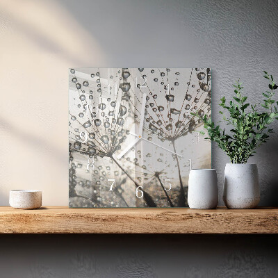 Square wall clock Dew drops