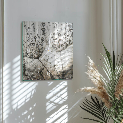 Square wall clock Dew drops