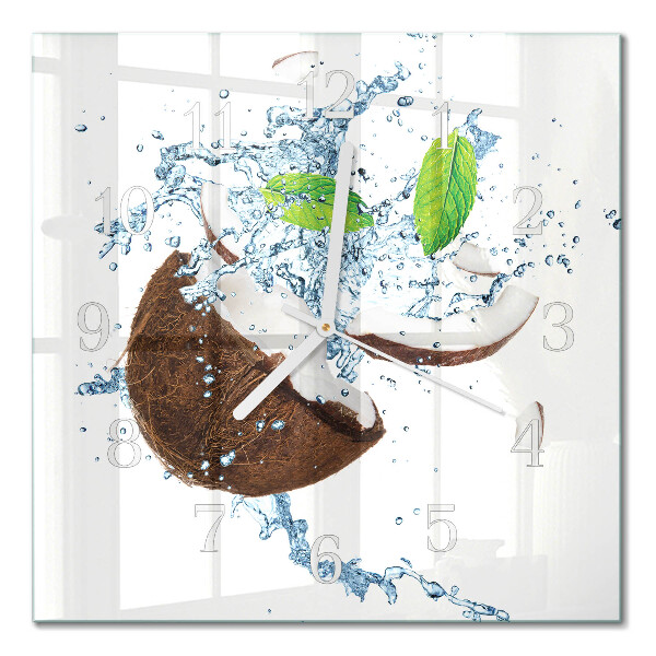 Glass wall clock square Coconut