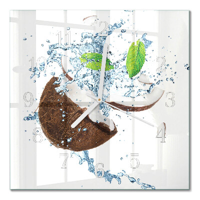 Glass wall clock square Coconut
