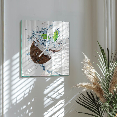 Glass wall clock square Coconut