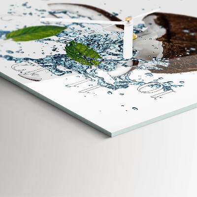 Glass wall clock square Coconut