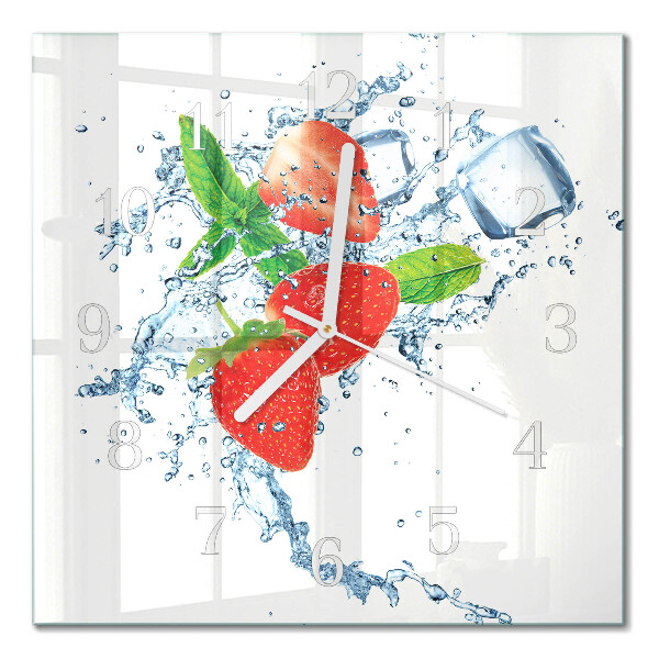 Square kitchen clock Strawberries