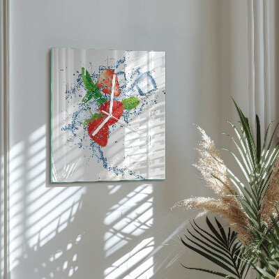 Square kitchen clock Strawberries