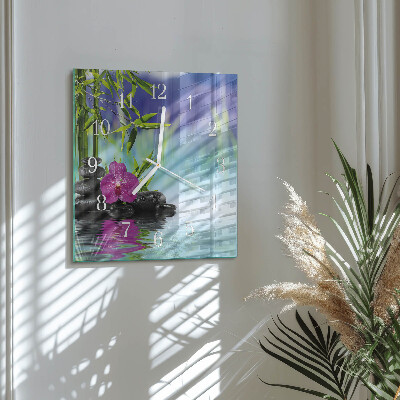 Square wall clock Orchid spa