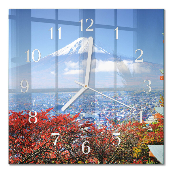 Glass clock square Mountain