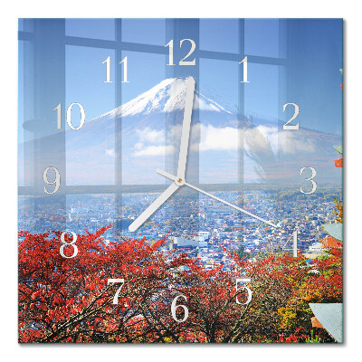 Glass clock square Mountain