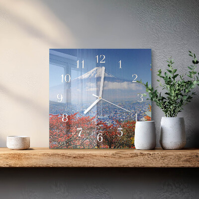 Glass clock square Mountain