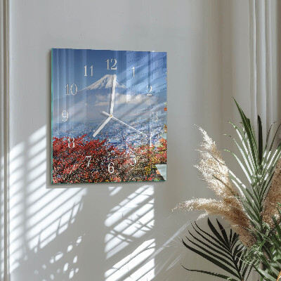 Glass clock square Mountain