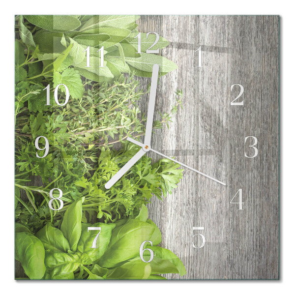 Square kitchen clock Herbs