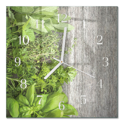 Square kitchen clock Herbs