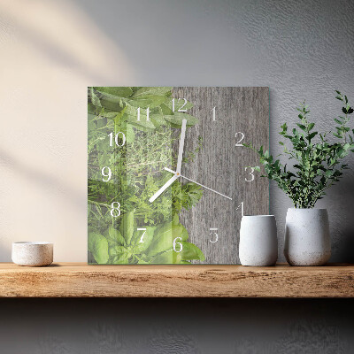 Square kitchen clock Herbs