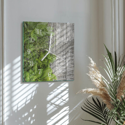 Square kitchen clock Herbs
