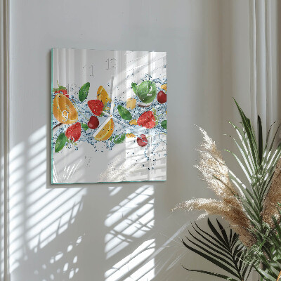 Glass clock square Fruit