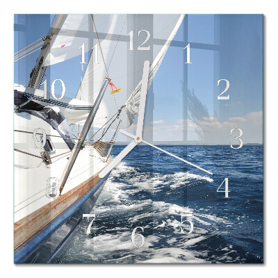 Glass wall clock square Yacht