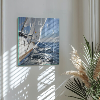 Glass wall clock square Yacht