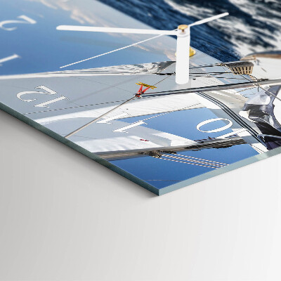 Glass wall clock square Yacht