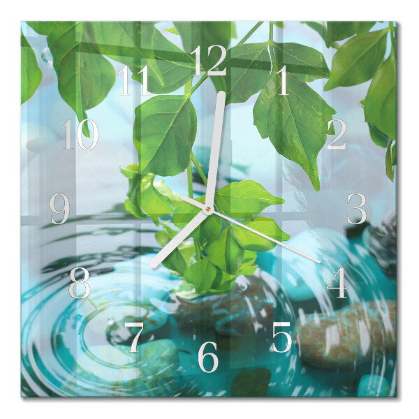 Square wall clock Leaves
