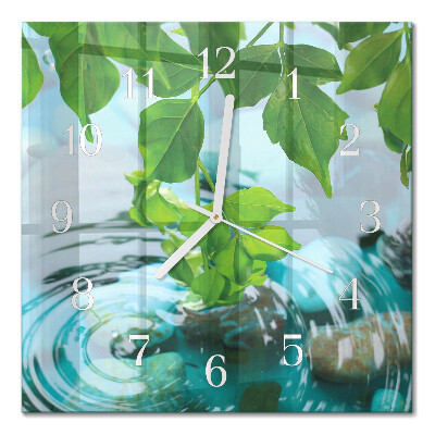Square wall clock Leaves