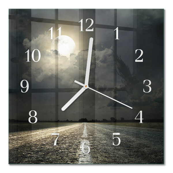 Glass clock square Moon path