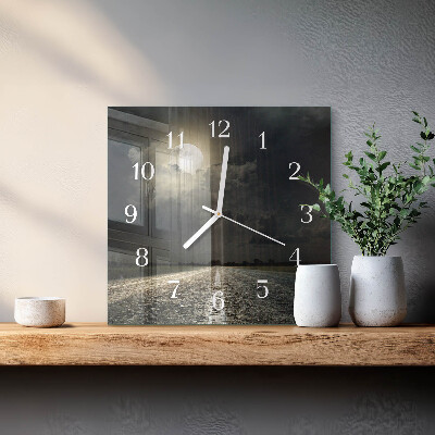 Glass clock square Moon path