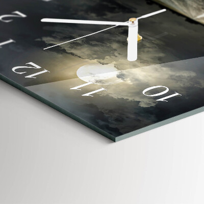 Glass clock square Moon path